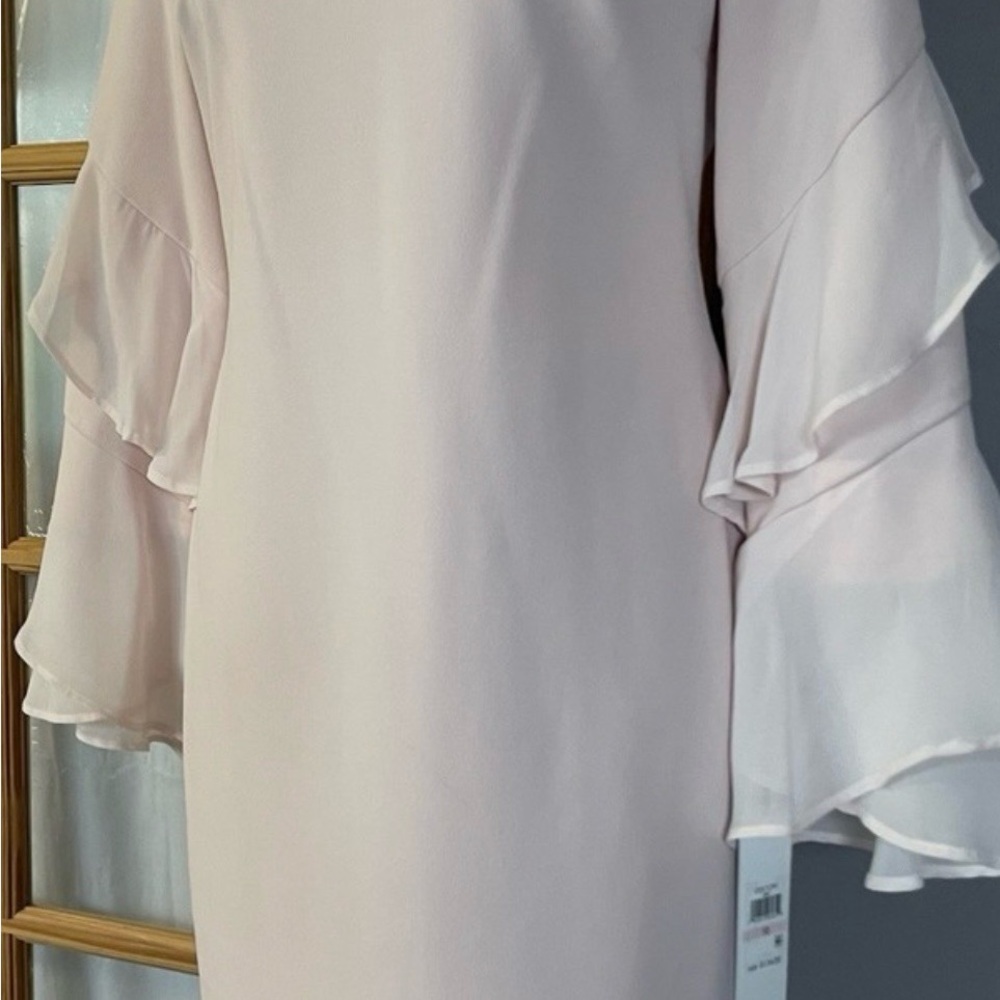 Calvin Klein Light Pink Ruffle Sleeve Long Sleeve Dress